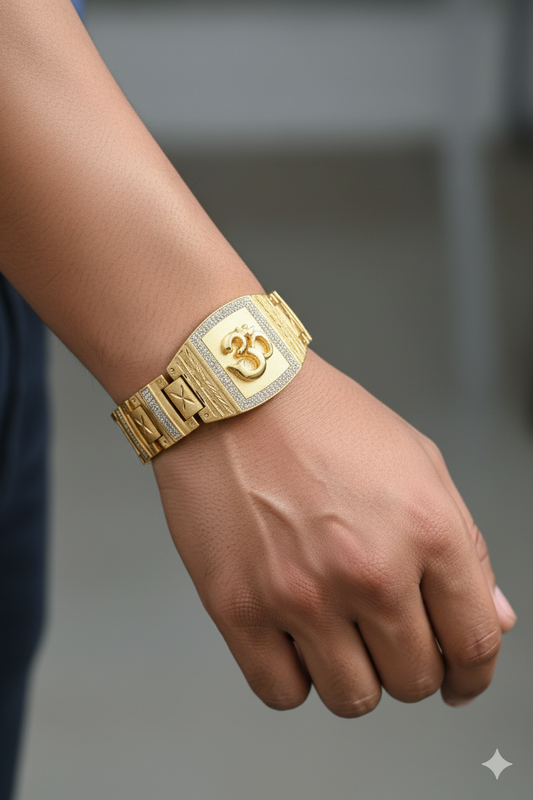Designer Gold-Plated Bracelet with Om Logo
